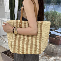 Striped Tote Bag Large Capacity Shoulder Bag