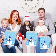 Snowman Print Christmas Reusable Gift Bags, 12pcs