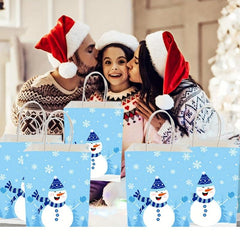 Snowman Print Christmas Reusable Gift Bags, 12pcs