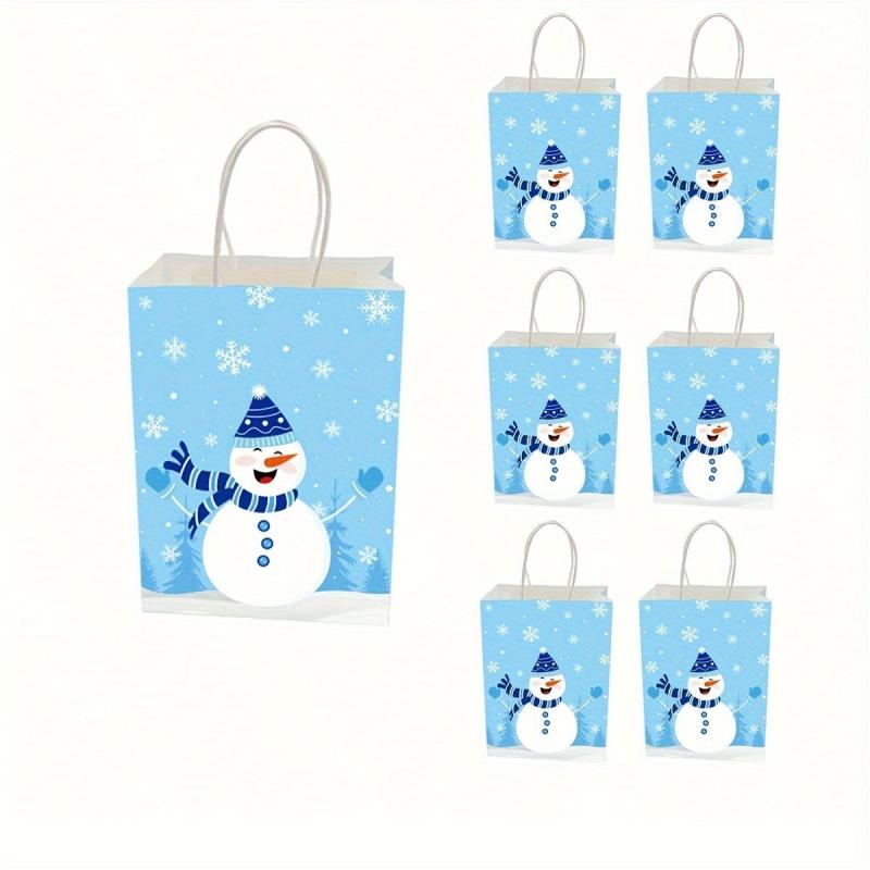 Snowman Print Christmas Reusable Gift Bags, 12pcs