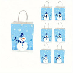 Snowman Print Christmas Reusable Gift Bags, 12pcs