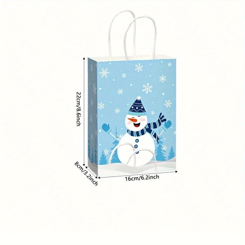 Snowman Print Christmas Reusable Gift Bags, 12pcs