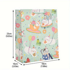 12pcs Cartoon Animal Gift Bag, Birthday Paper Bag