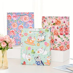 12pcs Cartoon Animal Gift Bag, Birthday Paper Bag