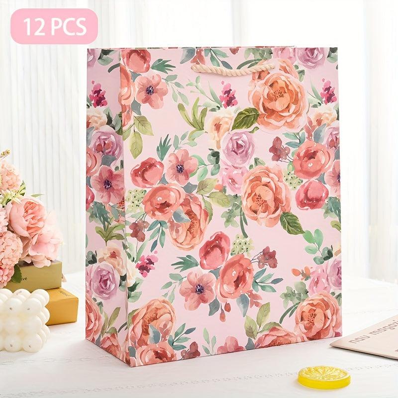 12pcs Cartoon Animal Gift Bag, Birthday Paper Bag