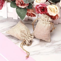 5pcs Hemp Cloth Drawstring Jewelry Gift Bag for Retail Stores