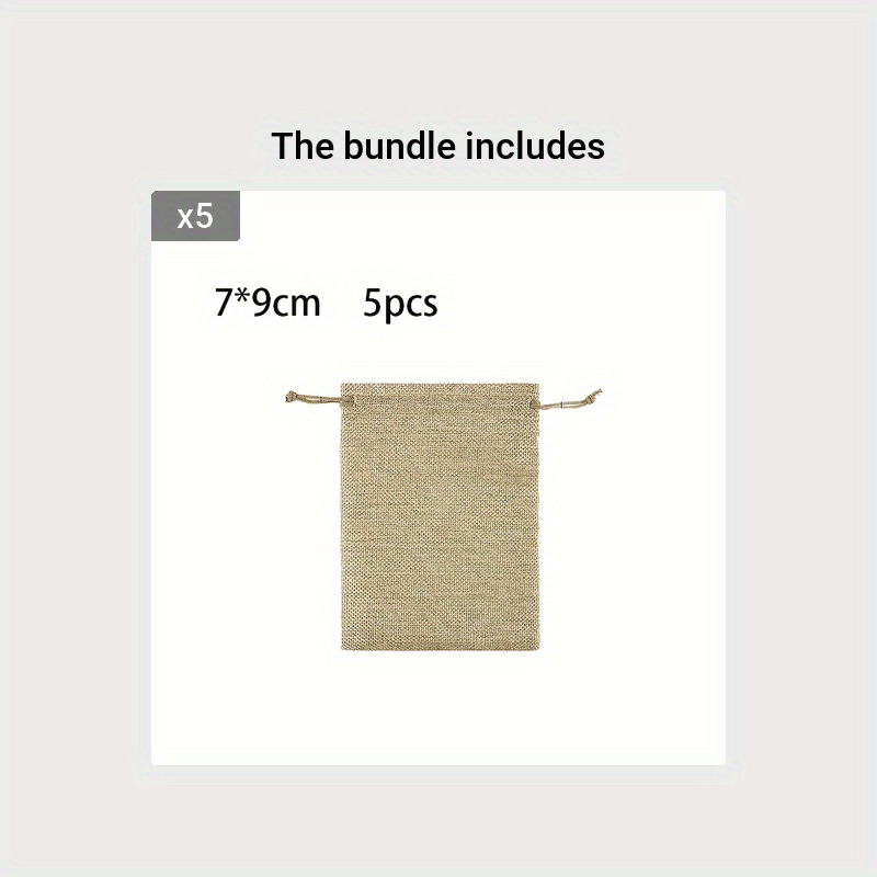 5pcs Hemp Cloth Drawstring Jewelry Gift Bag for Retail Stores