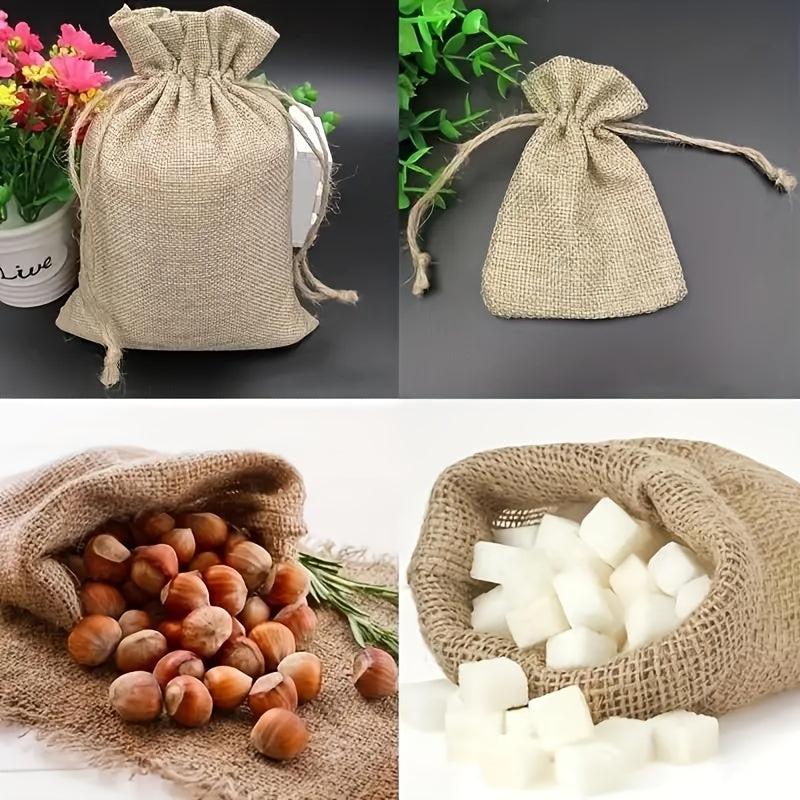 5pcs Hemp Cloth Drawstring Jewelry Gift Bag for Retail Stores