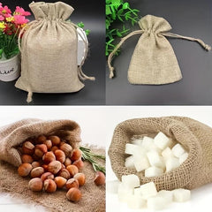 5pcs Hemp Cloth Drawstring Jewelry Gift Bag for Retail Stores