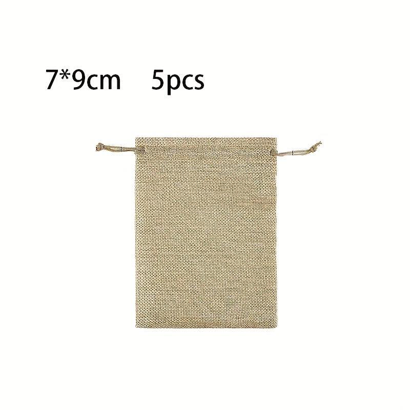5pcs Hemp Cloth Drawstring Jewelry Gift Bag for Retail Stores