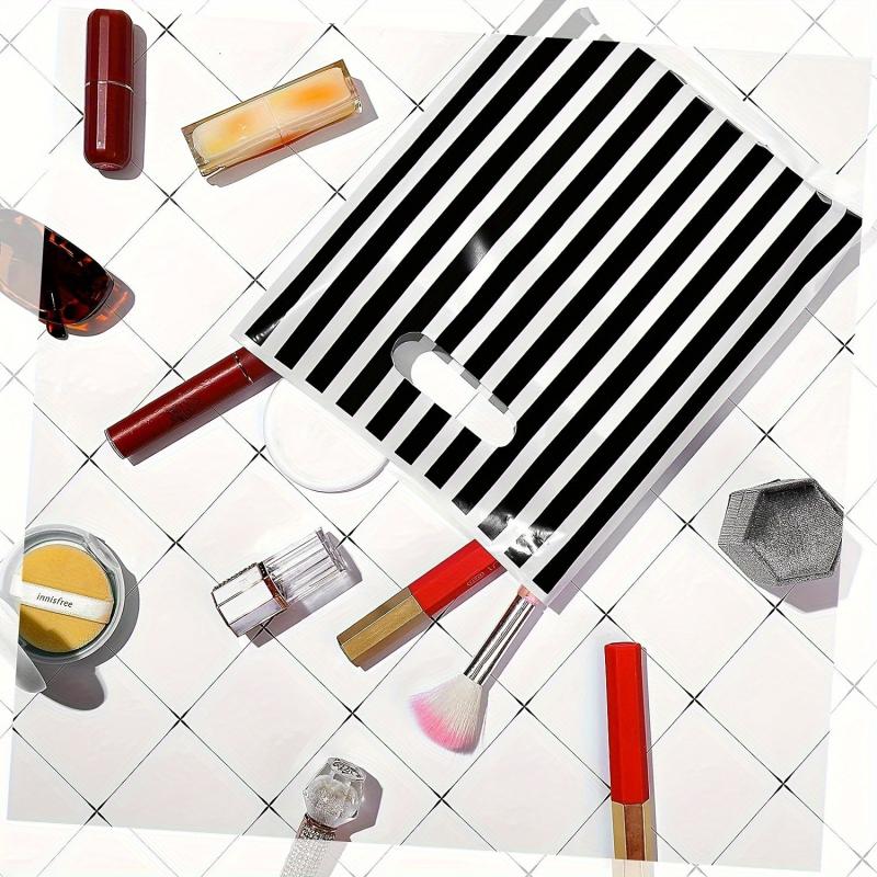 100pcs Striped Business Glossy Retail Bags Bulk Plastic Shopping Bags