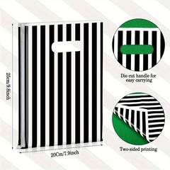 100pcs Striped Business Glossy Retail Bags Bulk Plastic Shopping Bags
