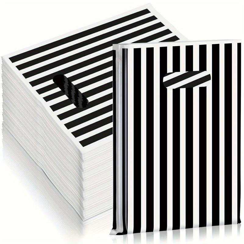 100pcs Striped Business Glossy Retail Bags Bulk Plastic Shopping Bags