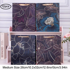 12pcs Flower Series Craft Gift Bags - Assorted Sizes for Mother's Birthdays