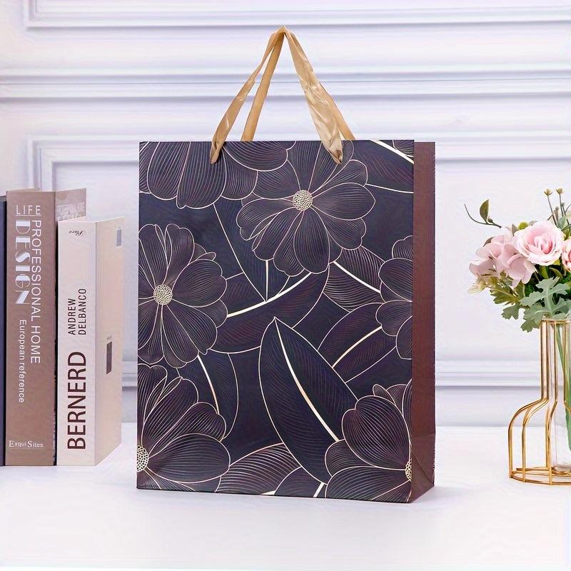 12pcs Flower Series Craft Gift Bags - Assorted Sizes for Mother's Birthdays