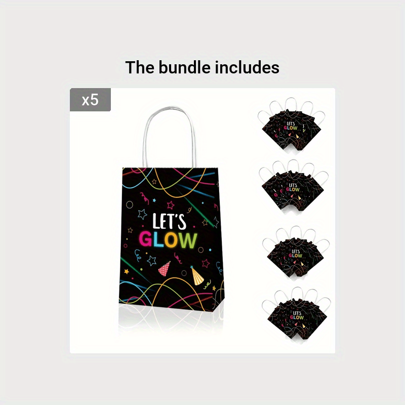 LET'S GLOW Party Favor Bags Stars Luminous Night Goodie Candy Bag