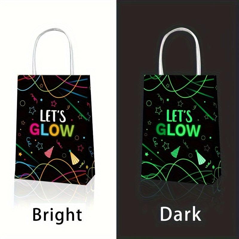 LET'S GLOW Party Favor Bags Stars Luminous Night Goodie Candy Bag