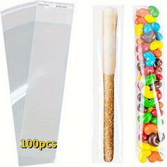 100pcs Self Sealing Cellophane Bag Treat Bags Adhesive Clear Cello Cookie Bags
