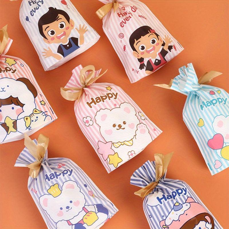20pcs Cartoon Candy Bag Biscuit Packaging Bag Gift Bag for Holiday Use