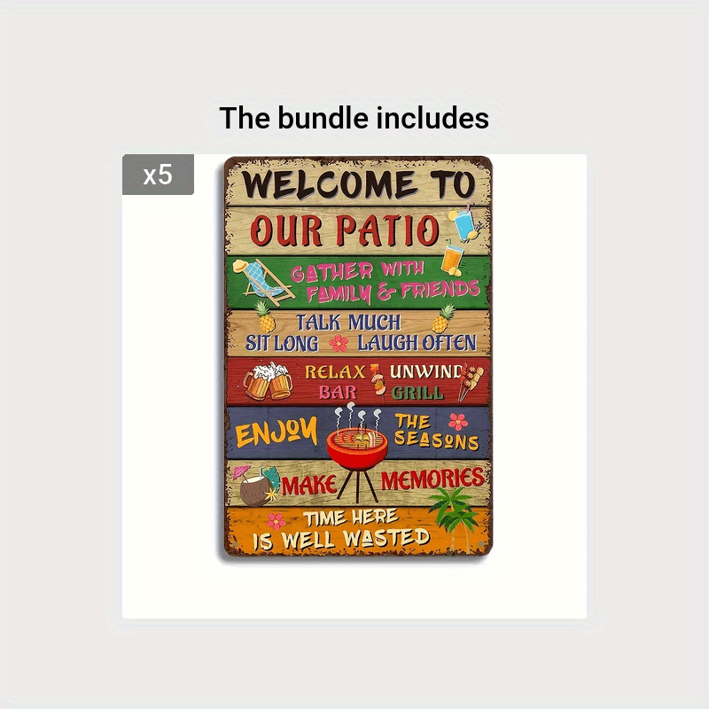 Retro Welcome To Our Patio Metal Tin Sign 20 X 30 Wall Decor