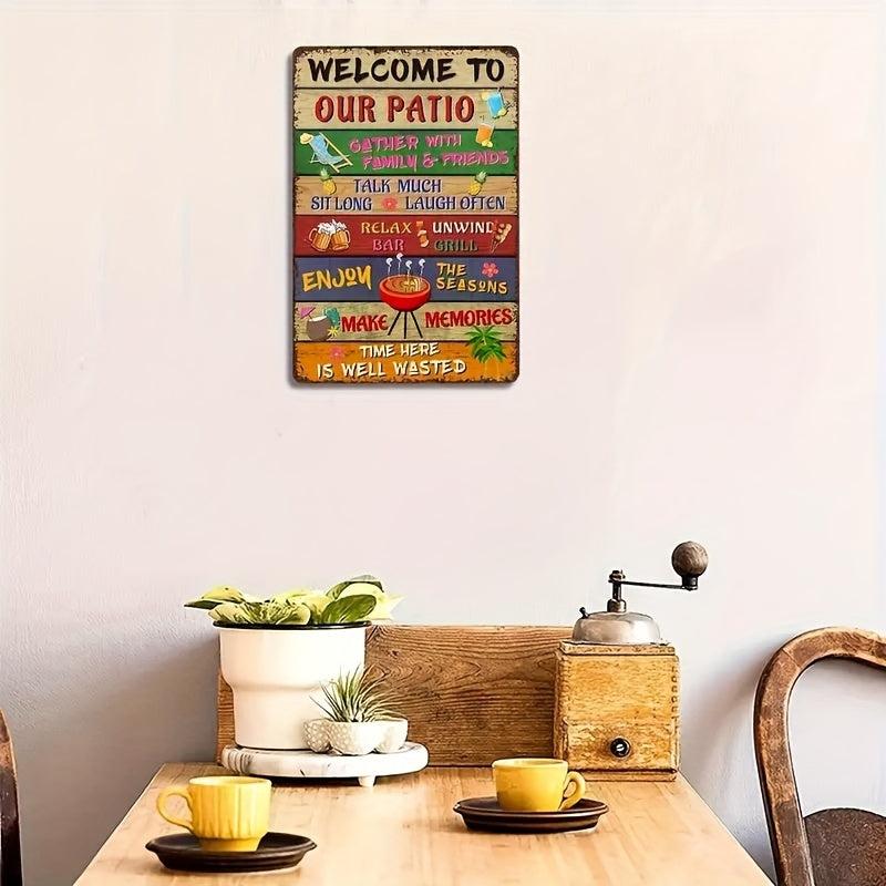 Retro Welcome To Our Patio Metal Tin Sign 20 X 30 Wall Decor