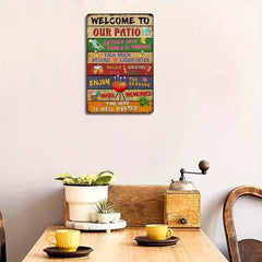 Retro Welcome To Our Patio Metal Tin Sign 20 X 30 Wall Decor