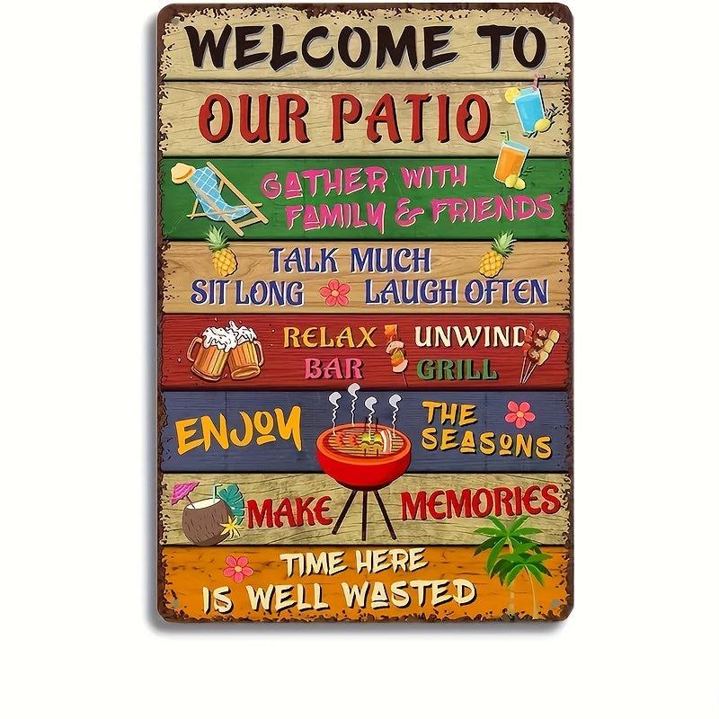 Retro Welcome To Our Patio Metal Tin Sign 20 X 30 Wall Decor