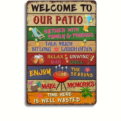 Retro Welcome To Our Patio Metal Tin Sign 20 X 30 Wall Decor