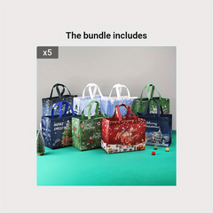 8pcs Gilding Christmas Gift Bags Tote Bags with Handles