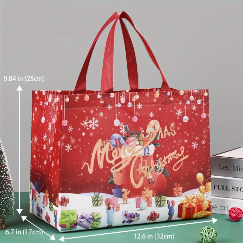8pcs Gilding Christmas Gift Bags Tote Bags with Handles
