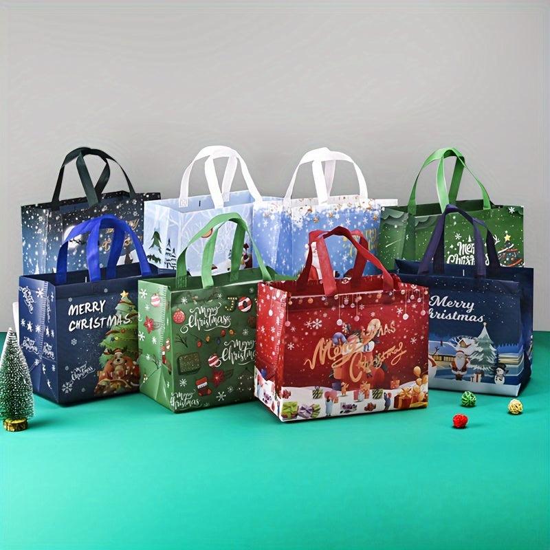 8pcs Gilding Christmas Gift Bags Tote Bags with Handles