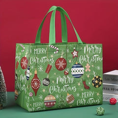 8pcs Gilding Christmas Gift Bags, Reusable Tote Bags, Non Woven GroceryB