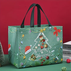 8pcs Gilding Christmas Gift Bags, Reusable Tote Bags, Non Woven GroceryB