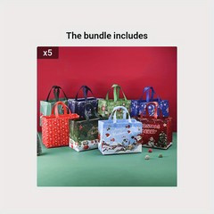 8pcs Gilding Christmas Gift Bags, Reusable Tote Bags, Non Woven GroceryB