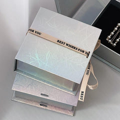 Mermaid Princess Christmas Magnetic Silver Laser Flip Jewelry Box Notebook