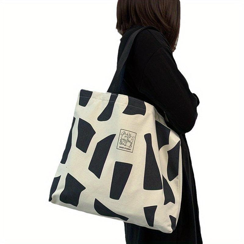 Women's Large Capacity Canvas Bag with Strap Zipper