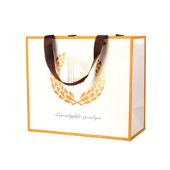 BEEWEEL Large Reusable Golden Initial Letter Gift Bag with Card & Tissue Paper