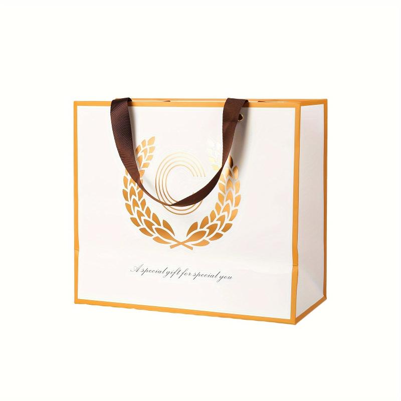 BEEWEEL Large Reusable Golden Initial Letter Gift Bag with Card & Tissue Paper