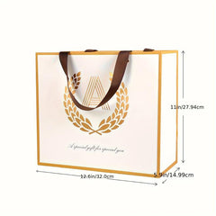 BEEWEEL Large Reusable Golden Initial Letter Gift Bag with Card & Tissue Paper