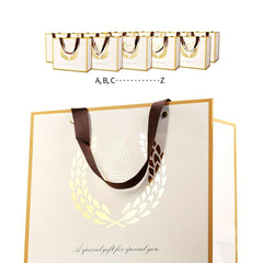 BEEWEEL Large Reusable Golden Initial Letter Gift Bag with Card & Tissue Paper