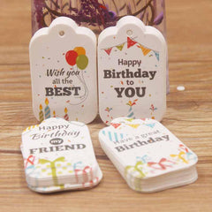 100pcs Happy Birthday Gift Tag Card for Retail Stores