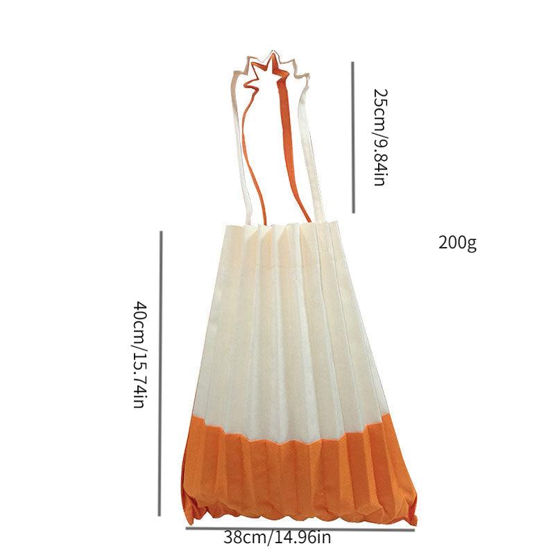 Unique Small Canvas Shopping Bag with Accordion Folds