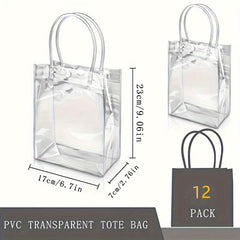 12pcs Transparent Gift Storage Bags Lightweight Handbags