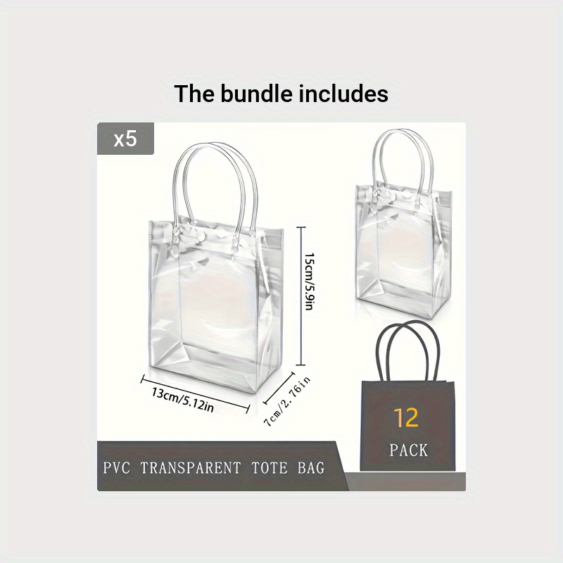 12pcs Transparent Gift Storage Bags Lightweight Handbags
