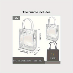 12pcs Transparent Gift Storage Bags Lightweight Handbags
