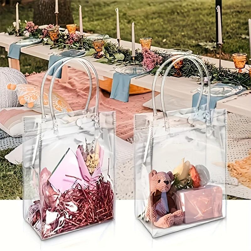 12pcs Transparent Gift Storage Bags Lightweight Handbags