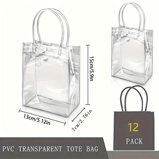 12pcs Transparent Gift Storage Bags Lightweight Handbags