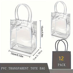 12pcs Transparent Gift Storage Bags Lightweight Handbags
