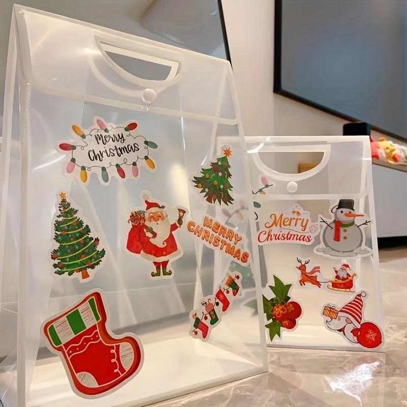 Christmas Gift Bag DIY Random Pattern Handbag with Stickers