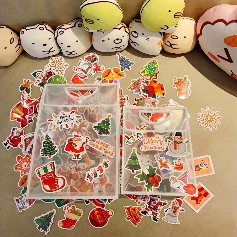 Christmas Gift Bag DIY Random Pattern Handbag with Stickers